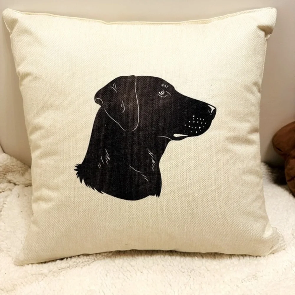 16x16 linen Black Labrador Pillow